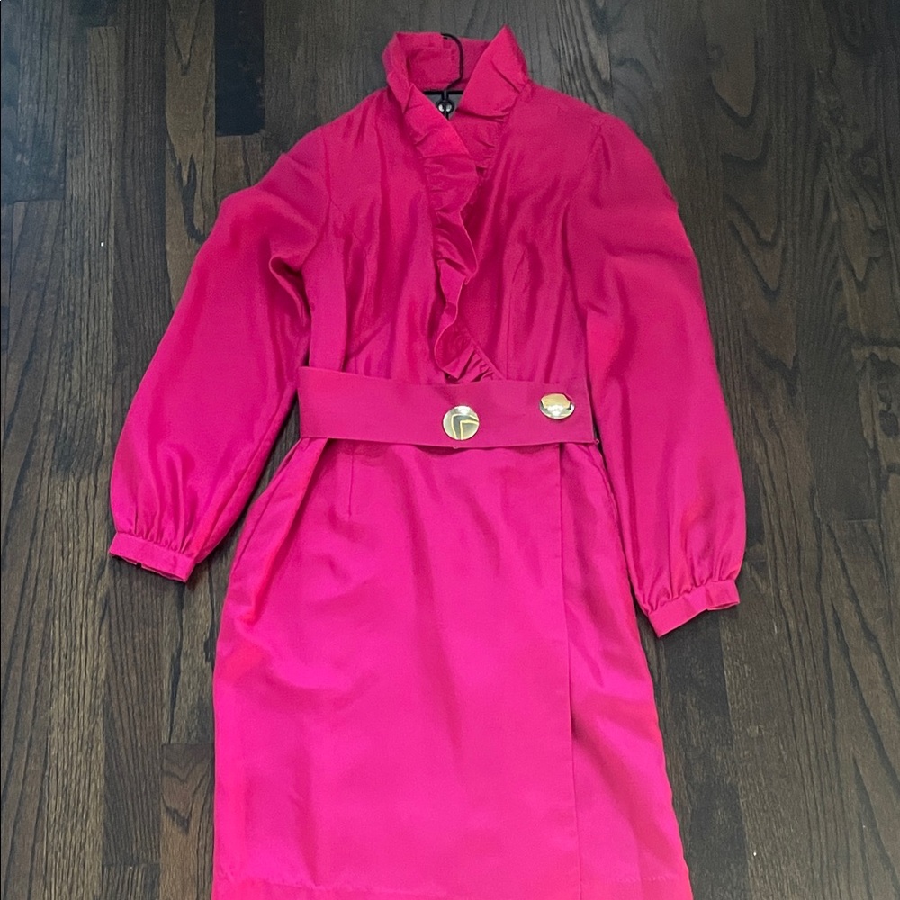 Elizabeth McKay Hot Pink Silk Wrap Scotland Dress